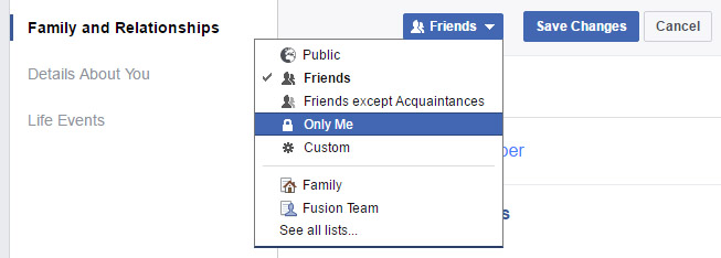 facebook relationships privacy